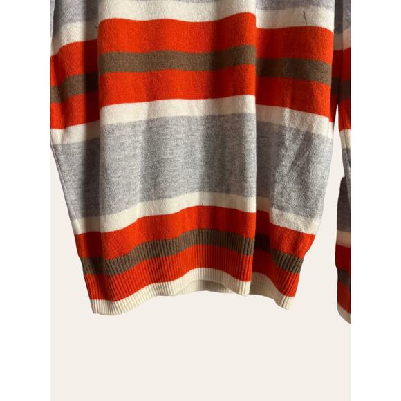 Eleventy Gray Red Striped 100% Cashmere Crewneck Pullover Sweater Size Large - Picture 2 of 12